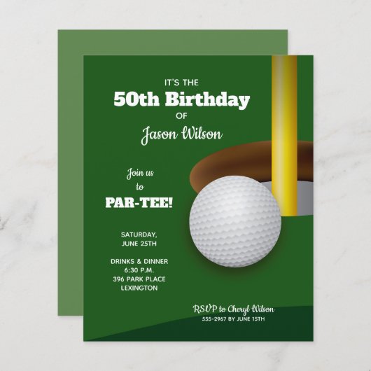 Budget Golf Adult Birthday Party (Voorkant / Achterkant)