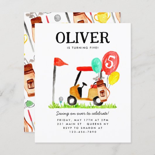 Budget Golfkar Bag Balloon Kinder Golfer Verjaarda (Voorkant / Achterkant)