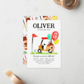 Budget Golfkar Bag Balloon Kinder Golfer Verjaarda Notitiekaartje (Voorkant / Achterkant in situ)