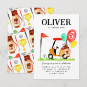 Budget Golfkar Bag Balloon Kinder Golfer Verjaarda Notitiekaartje (Voorkant / Achterkant)