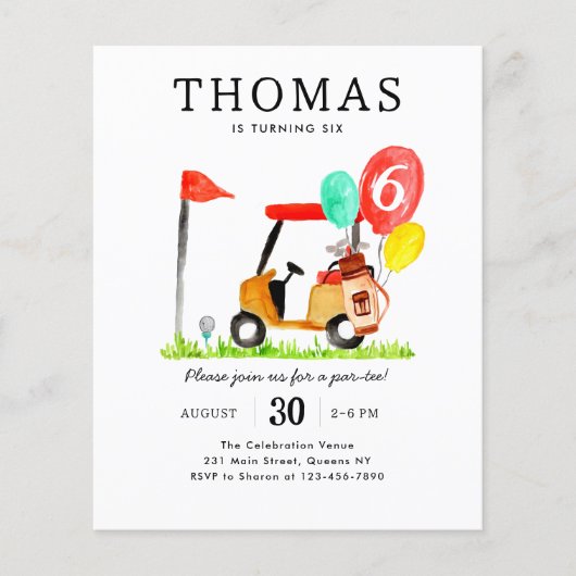 Budget Golfkar Bag Balloon Kinder Par-t-shirt Verj Flyer (Voorkant)