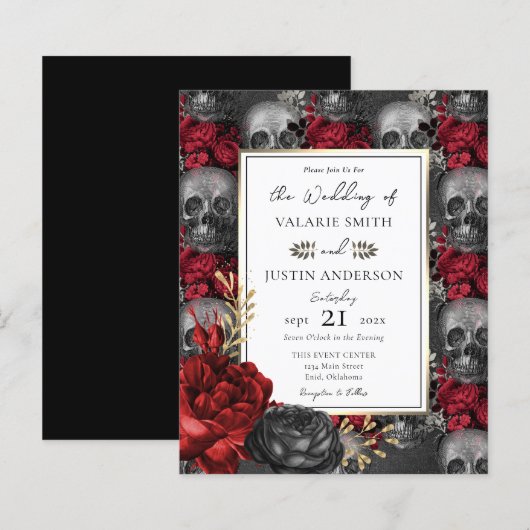 Budget Gothic Floral Skulls Wedding (Voorkant / Achterkant)
