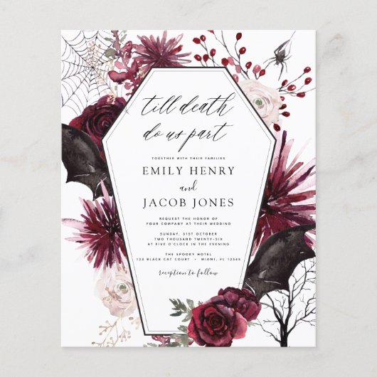 Budget Gothic Halloween Bruiloft Bourgogne Zwart (Voorkant)