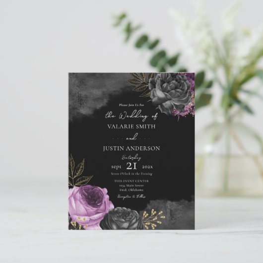 Budget Gothic Paarse Floral Wedding (Staand voorkant)