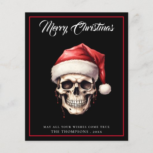 Budget Gothic Santa Skull Merry Christmas Kaart (Voorkant)