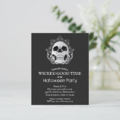 Budget Gothic Skull Halloween Party Invitation (Staand voorkant)