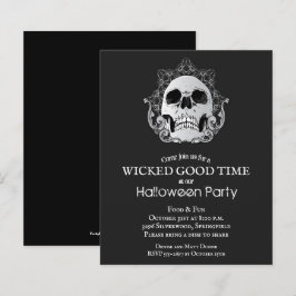 Budget Gothic Skull Halloween Party Invitation