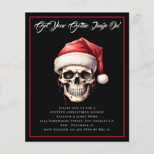 Budget Gothic Skull Kerstfeest Uitnodigen (Voorkant)
