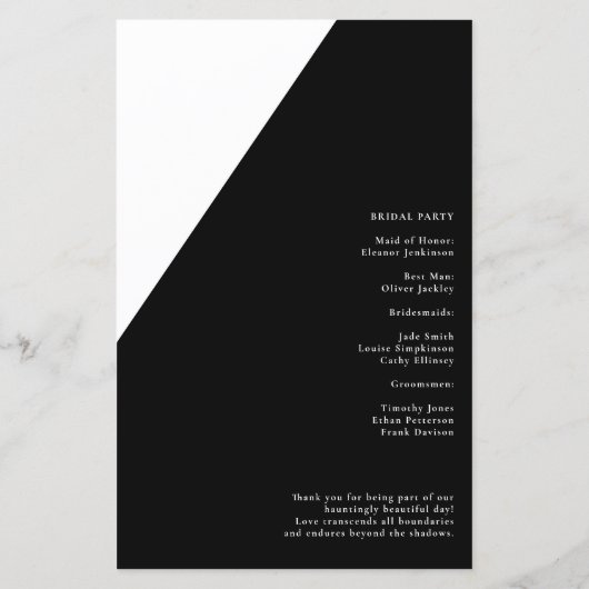 Budget Gothic tot de dood Doe ons Deel Trouwprogra (Achterkant)