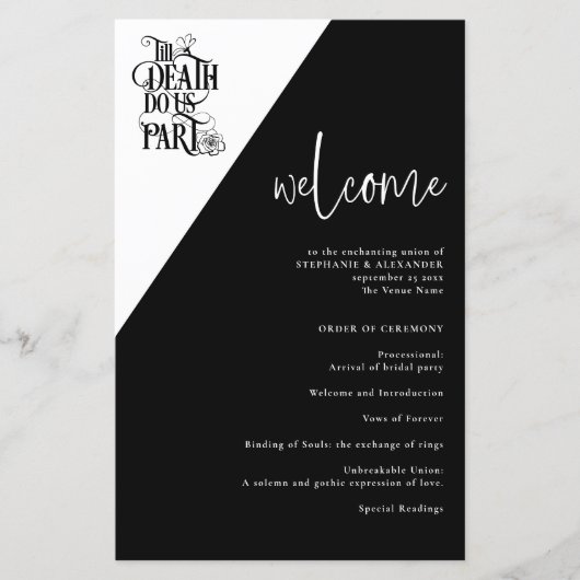 Budget Gothic tot de dood Doe ons Deel Trouwprogra (Voorkant)