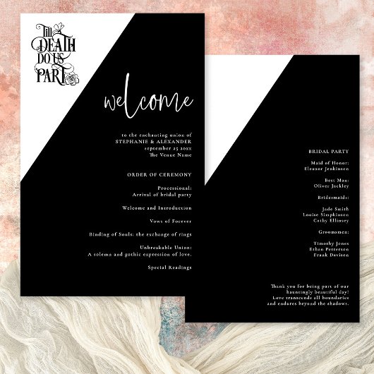 Budget Gothic tot de dood Doe ons Deel Trouwprogra