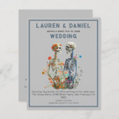 Budget Gotische Bloemen Skelet QR Code Bruiloft (Voorkant / Achterkant)