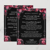 Budget Gotische Bloemen Tweetalig Quinceañera Menu (Voorkant / Achterkant)