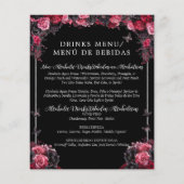Budget Gotische Bloemen Tweetalig Quinceañera Menu (Achterkant)
