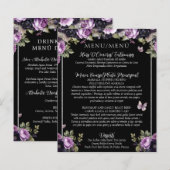 Budget Gotische Bloemen Tweetalig Quinceañera Menu (Voorkant / Achterkant)
