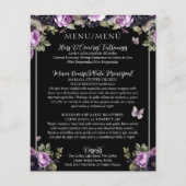 Budget Gotische Bloemen Tweetalig Quinceañera Menu (Voorkant)