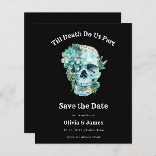 Budget Gotische Halloween bruiloft Save the Date K (Voorkant / Achterkant)