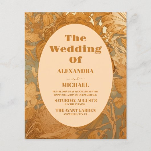 Budget Goud Bloemen Art Nouveau Bruiloft (Voorkant)