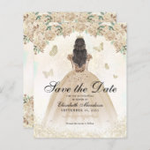 Budget Goud Bloemen Prinses Quinceañera Opslagdatu (Voorkant / Achterkant)