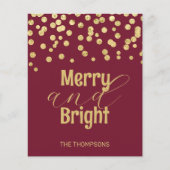 Budget Goud Confetti Rode Kerstmis Kaart (Voorkant)