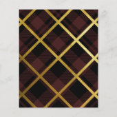 Budget Goud & Donkerrode Tartan Kerstmis Fotokaart (Achterkant)