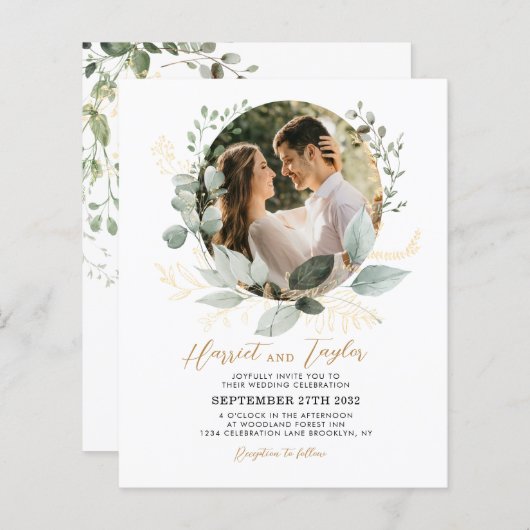 BUDGET Goud en groen Eucalyptus Fotobruiloft (Voorkant / Achterkant)