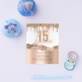 Budget Goud Folie Glitter Quinceanera 15e Flyer (Enkel)