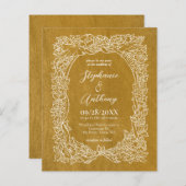 Budget Goud Geel Bloemen Bruiloft Uitnodiging (Voorkant / Achterkant)