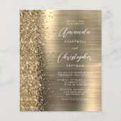 Budget Goud Glam Glitter Trouw Uitnodiging (Voorkant)