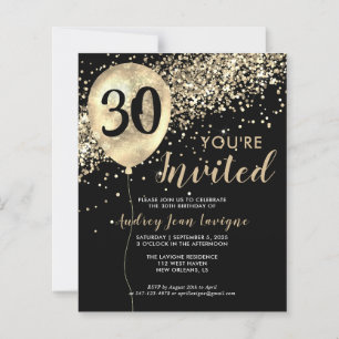 Budget Goud Glitter Ballon Zwart 30ste Verjaardag