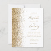 Budget goud glitters witte trouw uitnodiging (Voorkant)