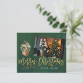 Budget Goud & Groen Rustic Kerstmis 4 Multi Foto (Staand voorkant)