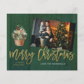 Budget Goud & Groen Rustic Kerstmis 4 Multi Foto (Voorkant)