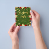Budget Goud Groene Kerstmis Zakelijke Uitnodiging Flyer (Hand)