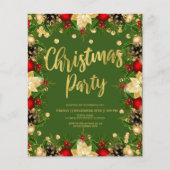 Budget Goud Groene Kerstmis Zakelijke Uitnodiging Flyer (Voorkant)