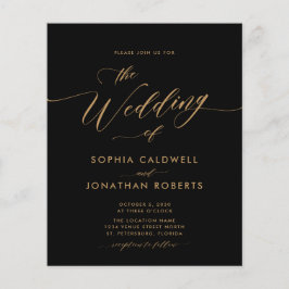 Budget Goud Kalligrafie Zwart Bruiloft Uitnodigen