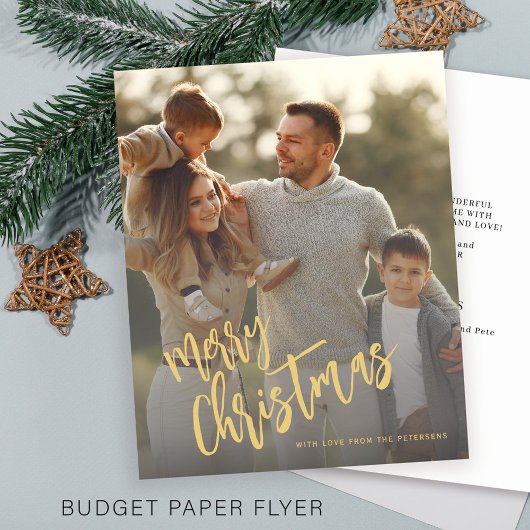 Budget goud Kerstmis foto kerstkaart Flyer