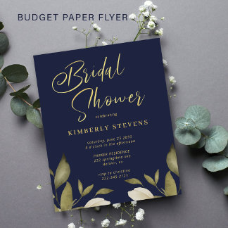 Budget goud marine huwelijksuitnodiging flyer