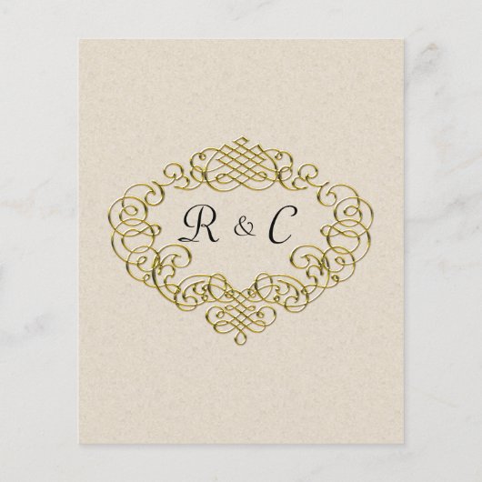 Budget Goud Monogrammed Crest Bruiloft Uitnodiging Flyer (Achterkant)