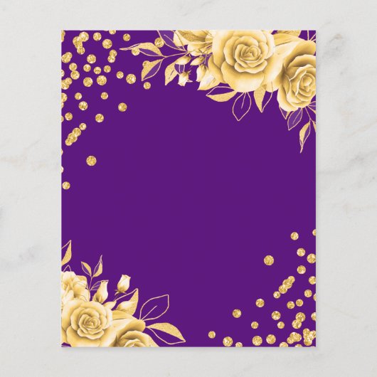 Budget Goud Paarse Bloemen Glitter 30e Verjaardag Flyer (Achterkant)