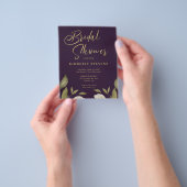 Budget goud paarse bruidsdouche uitnodiging flyer (Hand)