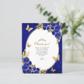 BUDGET Goud Royal Blue Vlinder Quinceañera Foto (Staand voorkant)