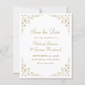 Budget Goud Schrift Botanische Frame Save The Date (Voorkant)