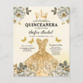 Budget Goud Tweetalig Spaans Quinceanera Flyer (Voorkant)