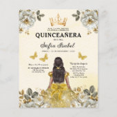 Budget Goud Tweetalig Spaans Quinceanera Flyer (Achterkant)
