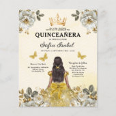 Budget Goud Tweetalig Spaans Quinceanera Flyer (Voorkant)