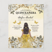 Budget Goud Tweetalig Spaans Quinceanera Flyer (Voorkant)