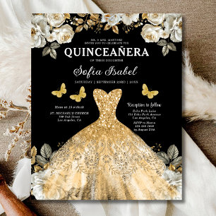 Budget Goud Tweetalig Spaans Quinceanera Flyer