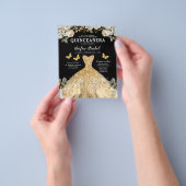 Budget Goud Tweetalig Spaans Quinceanera Flyer (Hand)