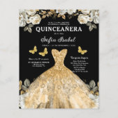 Budget Goud Tweetalig Spaans Quinceanera Flyer (Achterkant)